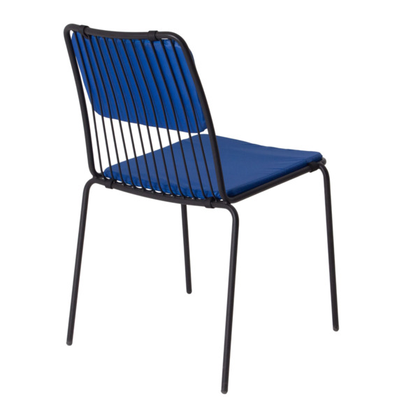 Стул Лион с подушкой 01, черный, синяя подушка - фото 7