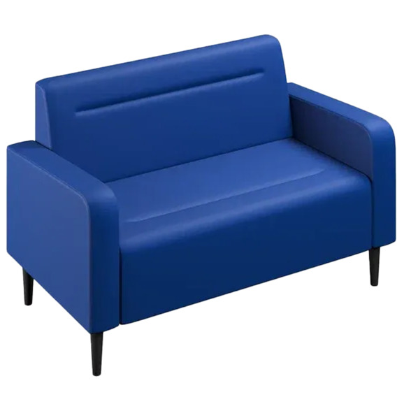 Диван Папилла, экокожа, 132 см, синий - фото 1