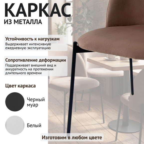 Стул Солар, велюр Велютто 07, опора с выступом, черный муар - фото 4