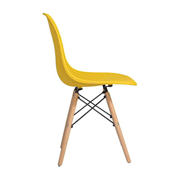 Стул пластиковый перфорированный Eames, бук, горчичный - фото 3