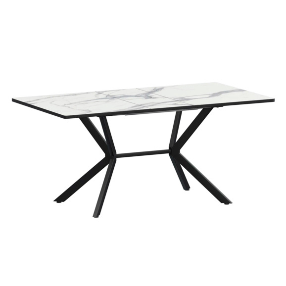 Стол раздвижной Сири 1200+300, мрамор белый, черный муар - фото 1