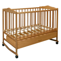 Настоящее фото товара Детская кроватка КРОХА, коричневая, произведённого компанией ChiedoCover