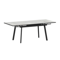 Настоящее фото товара Стол раздвижной Гранди 1200+300+300, серый каспий, черный муар, произведённого компанией ChiedoCover