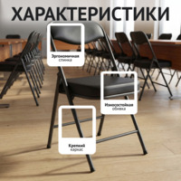 Фотография товара Стул Гольф, складной, кожзам Galaxy Black, каркас черный от компании ChiedoCover.