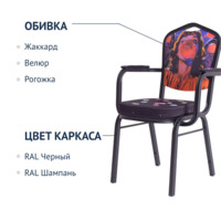 Фотография Стул Хит 25 с подлокотниками, каркас черный муар, с принтом Bubble Gum Фотография товара Стул Хит 25 с подлокотниками, каркас черный муар, с принтом Bubble Gum от компании ChiedoCover.