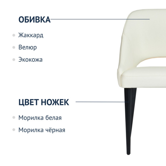 Стул Мила, светло серая экокожа, черные ножки - фото 2