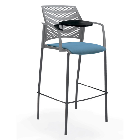 Стул Ревайнд барный с мягким сиденьем и пюпитром, серый, черный - фото 2