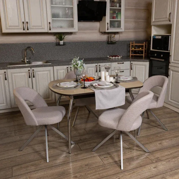 Стул Пиннате, пирамида, светло-серый, серебро, букле - фото 3