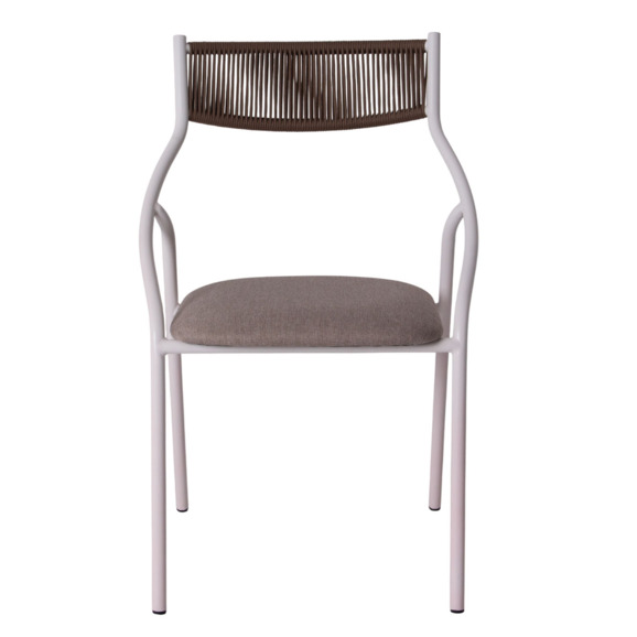 Стул Чиедо, сиденье рогожка Малмо нью 08, спинка кофе, каркас белый матовый - фото 7