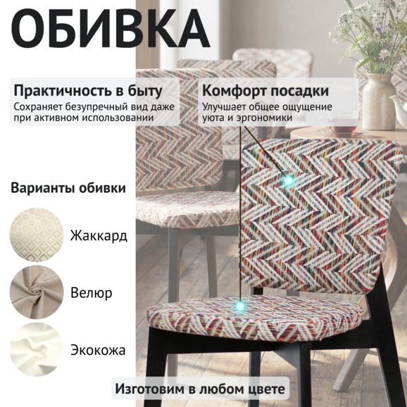 Стул Сафир, шенилл АРИА индиго, ножки венге Стул Сафир, шенилл АРИА индиго, ножки венге - фото 3