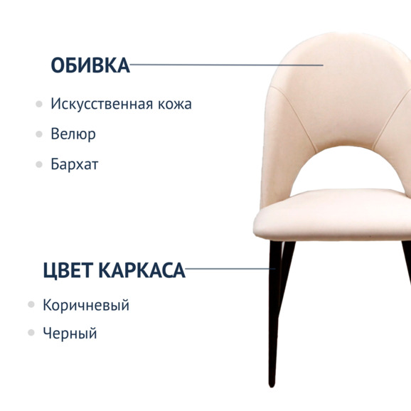 Стул Игнис, ножки черные, велюр бежевый - фото 6