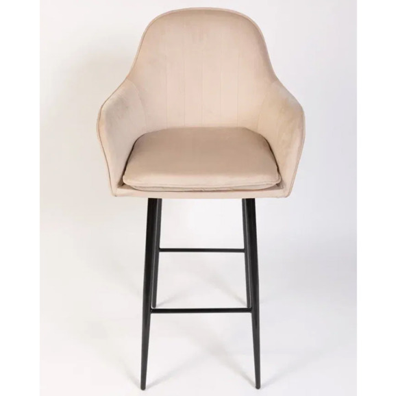 Кресло Сета, барные ножки, бежевый, черный, велюр - фото 2