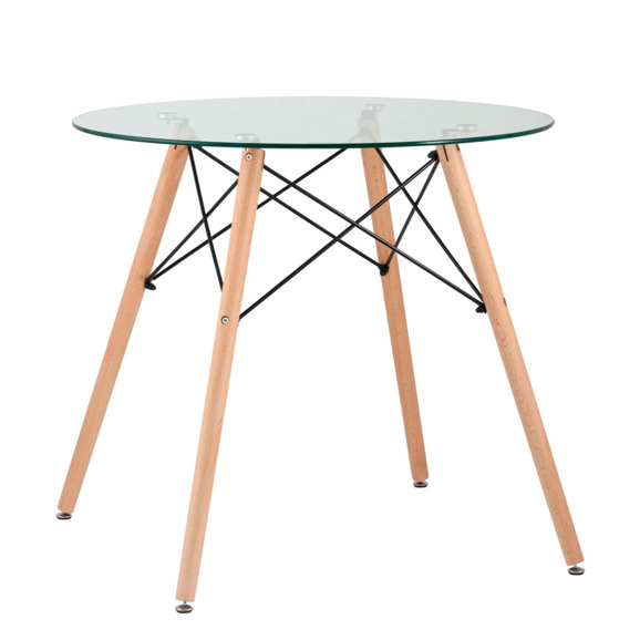 Стол круглый Eames DSW NEW, D80, прозрачный, стекло - фото 1