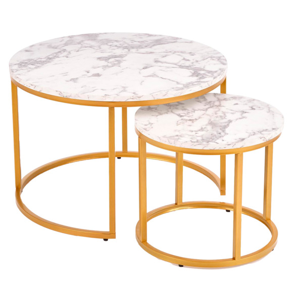 Набор журнальных столиков Certain, мрамор, золото Набор журнальных столиков Certain, мрамор, золото - фото 1
