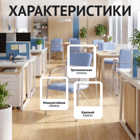 Стул Самба, светло-голубой/белый, каркас - белый - фото 2