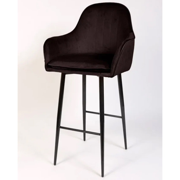 Кресло Сета, барные ножки, коричневый, черный, велюр - фото 3