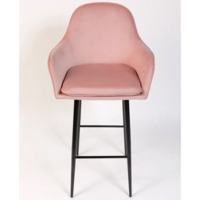 Фотография товара Кресло Сета, барные ножки, пудровый, черный, велюр от компании ChiedoCover.