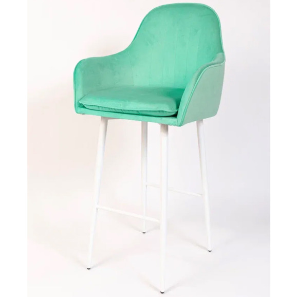 Кресло Сета, барные ножки, мятный, белый, велюр - фото 3