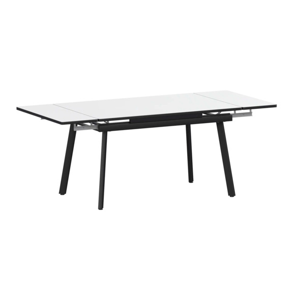 Стол раздвижной Гранди 1200+300+300, супер белый, черный муар - фото 1