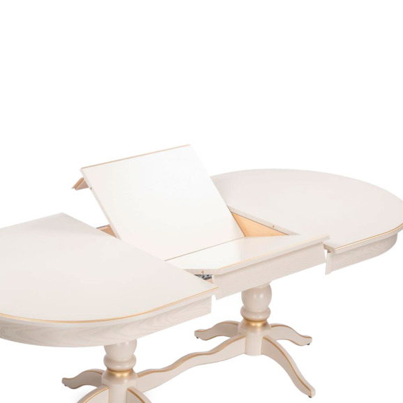 Деревянный стол Дейвер 160(220)х100х76 слоновая кость / золото - фото 4