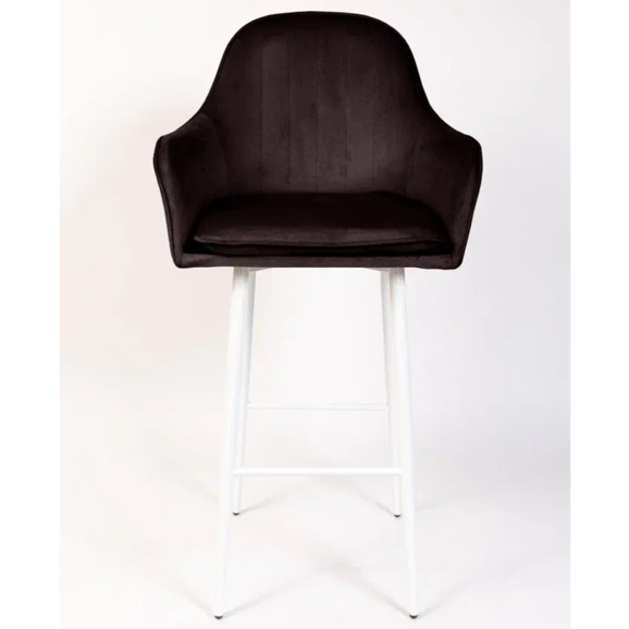 Кресло Сета, барные ножки, коричневый, белый, велюр - фото 2