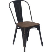 Настоящее фото товара Дизайнерский стул Tolix Wood Черный патина золото, произведённого компанией ChiedoCover