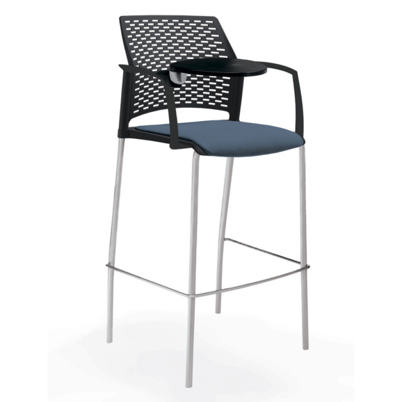 Стул Ревайнд барный с мягким сиденьем и пюпитром, черный, серебряный - фото 5