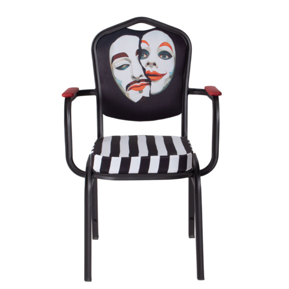 Стул Хит 25 с подлокотниками, каркас черный муар, с принтом Faces - фото 5