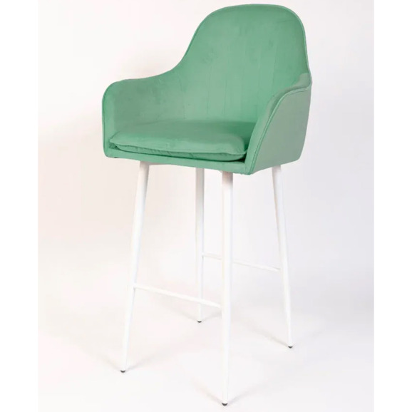 Кресло Сета, барные ножки, светло-зеленый, белый, велюр - фото 3