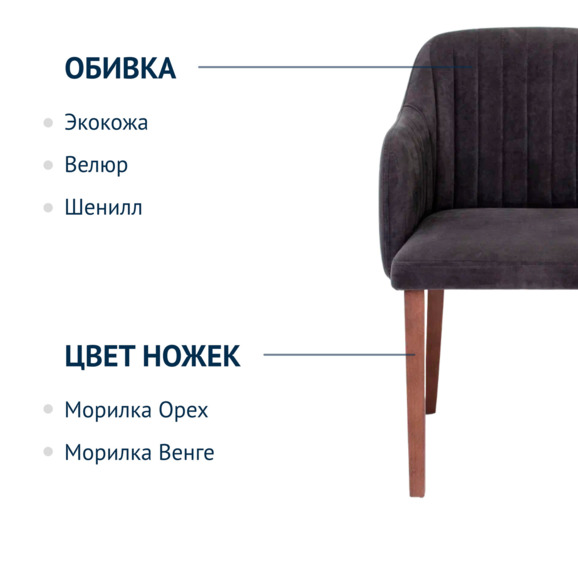 Стул Тюльпан, велюр Тедди 020, ножки бук старинный орех - фото 5