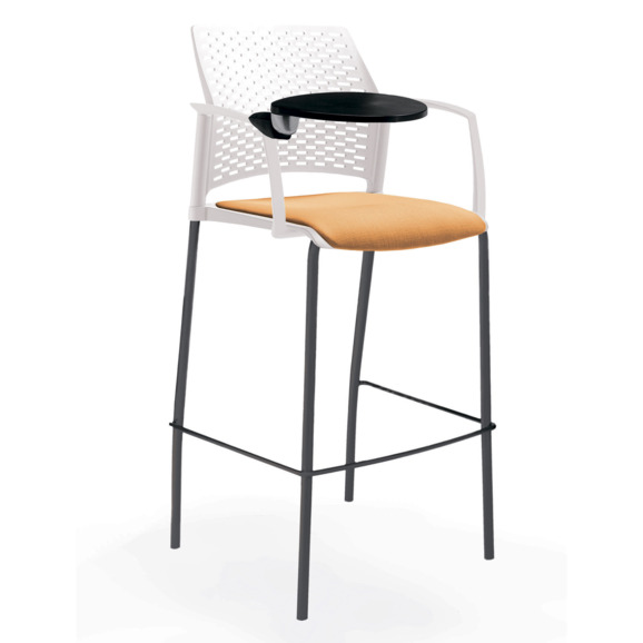Стул Ревайнд барный с мягким сиденьем и пюпитром, белый, черный - фото 5