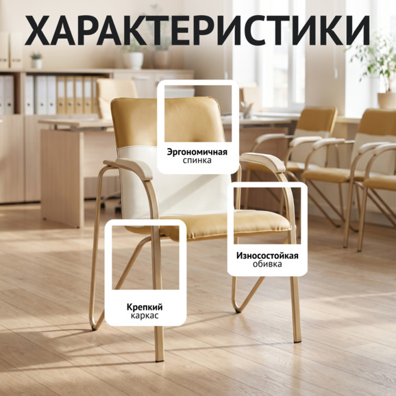 Стул Самба, золото/белый, каркас - шампань Стул Самба, золото/белый, каркас - шампань - фото 2