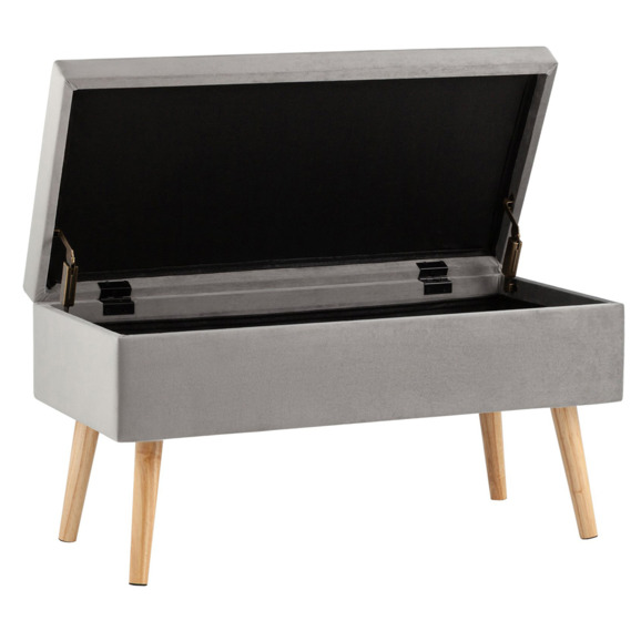 Банкетка Сторми, с ящиком, велюр, серый - фото 3