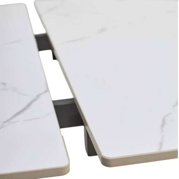 Стол Estebio 160, gloss statuario white solid ceramic, серый металлик - фото 6