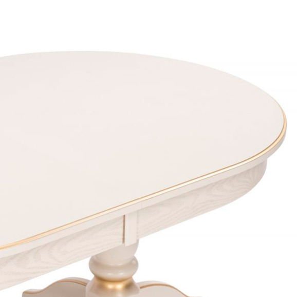 Деревянный стол Дейвер 160(220)х100х76 слоновая кость / золото - фото 6