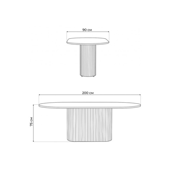 Деревянный стол Барон О 200 х 90 белая пленка шагрень / золотые ноги - фото 3