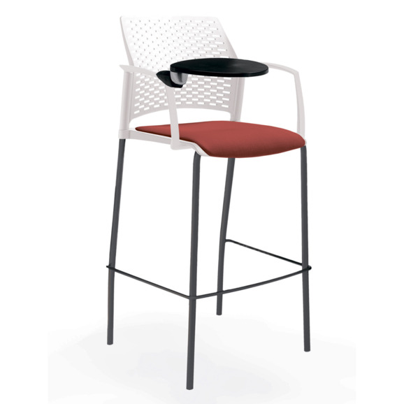 Стул Ревайнд барный с мягким сиденьем и пюпитром, белый, черный - фото 2