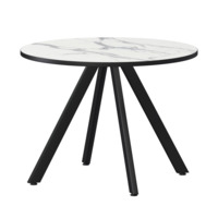 Настоящее фото товара Стол нераздвижной Лаки мини 800мм, мрамор белый, черный муар, произведённого компанией ChiedoCover