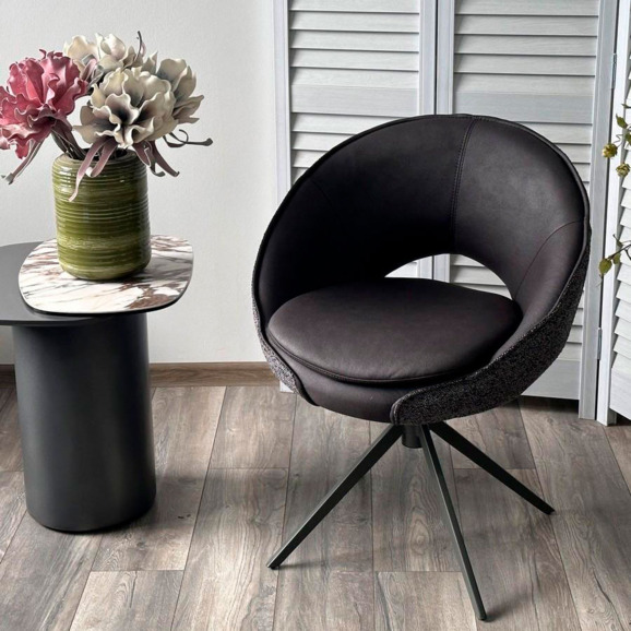 Стул ANABEL 360 град. поворот Черный Maison 99# / OTE COBBLE 457 / серый каркас - фото 9