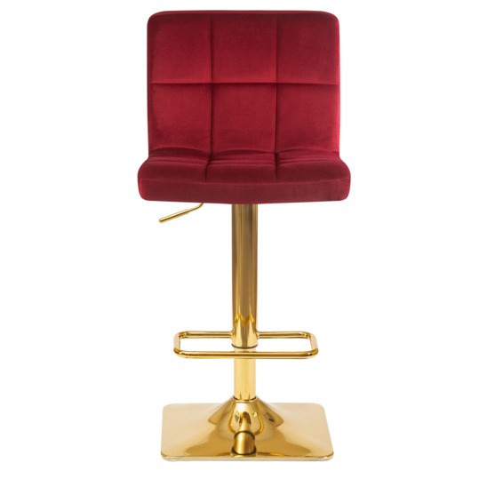 Барный стул Арканес, золотая база, велюр бордовый - фото 3