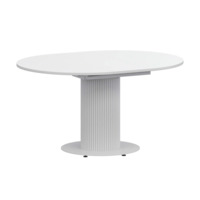 Настоящее фото товара Стол раздвижной Амор 1000+300, супер белый, белый муар, произведённого компанией ChiedoCover