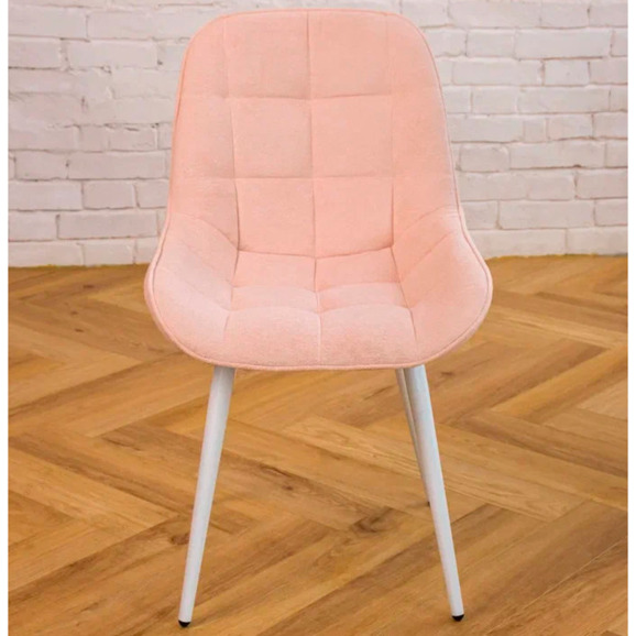 Стул Мускус, металл круглый профиль, букле, розовый, белый - фото 2