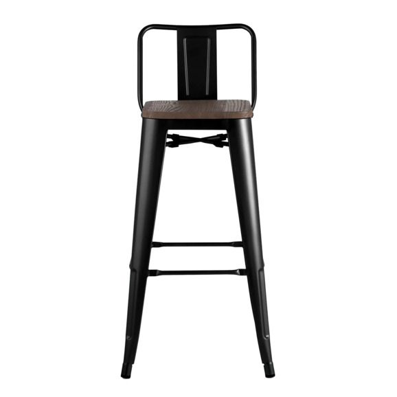 Стул Tolix Wood со спинкой барный Черный глянцевый Стул Tolix Wood со спинкой барный Черный глянцевый - фото 2