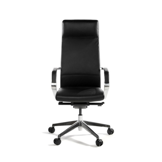 Кресло офисное / Сиена / черная кожа / алюминий крестовина - фото 1