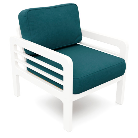 Кресло Эмма синее, белая эмаль - фото 1