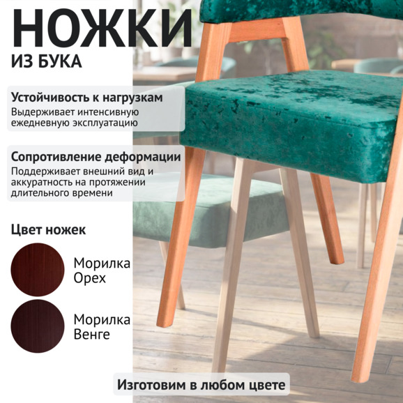 Стул Рикко, велюр Палермо ментол 09, ножки бук - фото 4