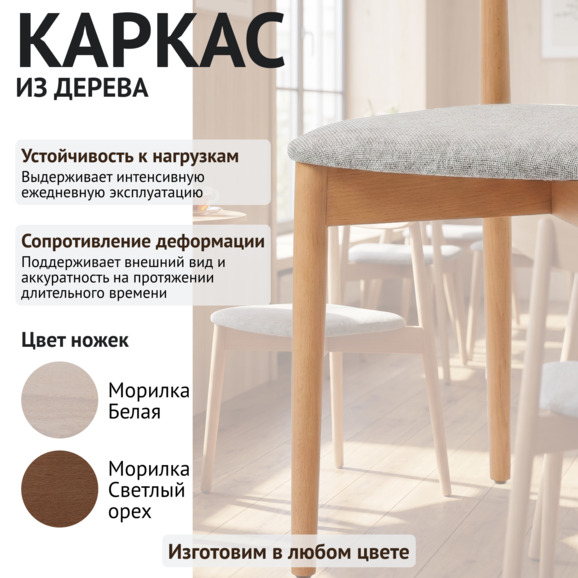 Стул Роквелл, рогожка Китон 05, ножки бук под лак - фото 4