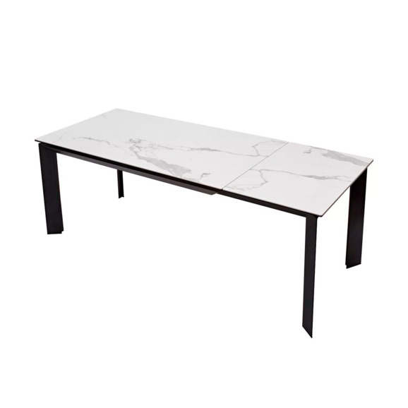 Стол Cremona 140, matte statuario, белый мрамор матовый, керамика, черный каркас - фото 7
