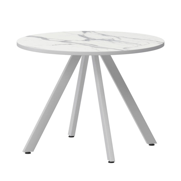 Стол нераздвижной Лаки мини 900мм, мрамор белый, белый муар Стол нераздвижной Лаки мини 900мм, мрамор белый, белый муар - фото 1