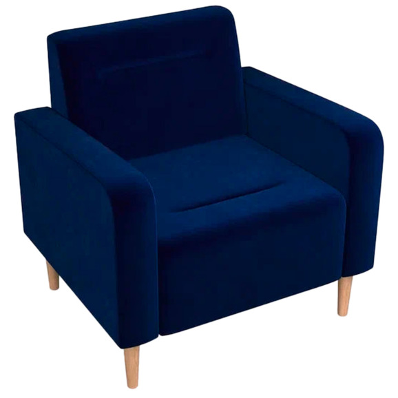 Кресло Папилла, велюр, синий - фото 1